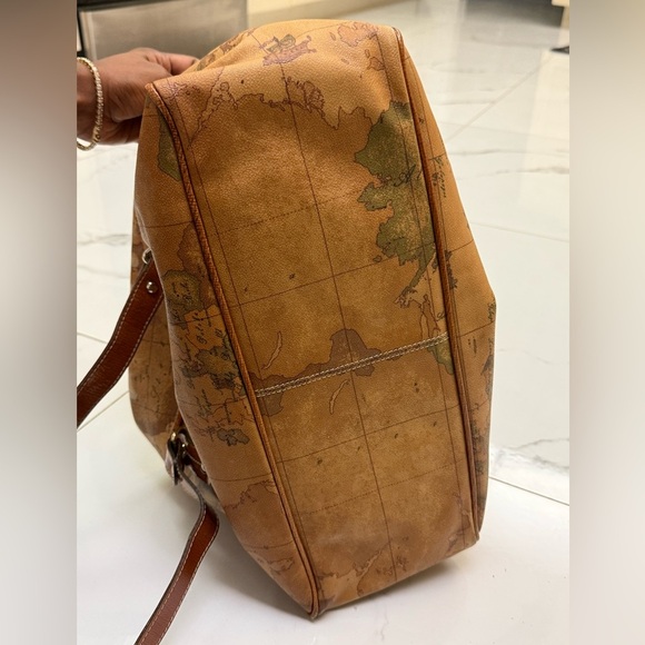 Vintage Alviero Martini Brown Map Print Shoulder Bag - Picture 7 of 7
